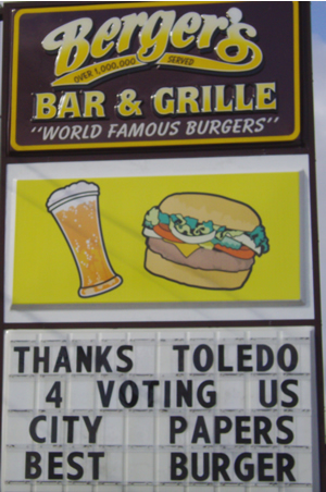 Berger's Bar and Grill sign